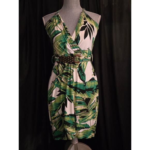 NWT $368 Milly of New York Palm Leaf Pattern Print Halter Dress, Size Small - Picture 1 of 8